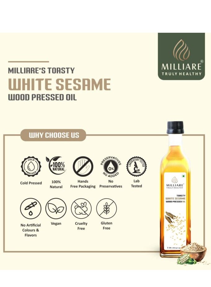 Milliare Natural (White Sesame) Wood Pressed Oil - 100% Pure Best for Body, Skin & Hair | Natural Sesame | Organic Essential Oil | 250 ml - Image 3