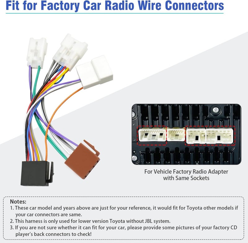 Jayubien Stereo Wiring Harness for Toyota Radio Connector 2003-2012 - Image 2