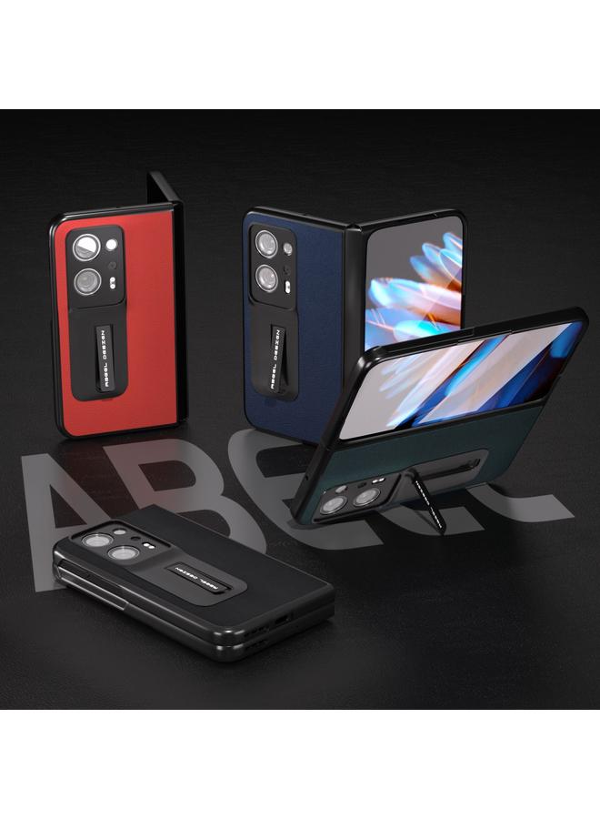 اس-توب جراب لهاتف OPPO Find N2 من سلسلة Luolai، مصنوع من الجلد الطبيعي المدمج مع حامل - Image 5