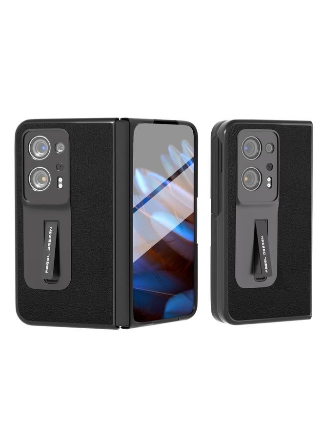 اس-توب جراب لهاتف OPPO Find N2 من سلسلة Luolai، مصنوع من الجلد الطبيعي المدمج مع حامل - Image 1