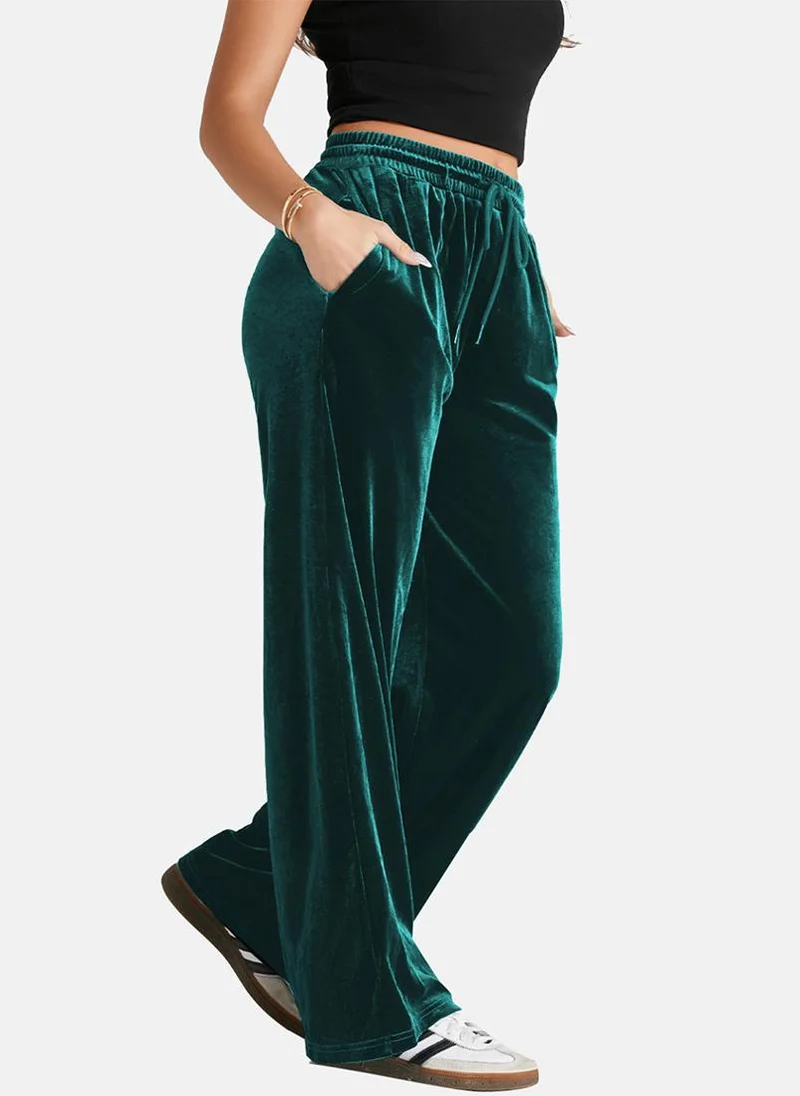 YUNIQEE Green Plain Casual Trousers
