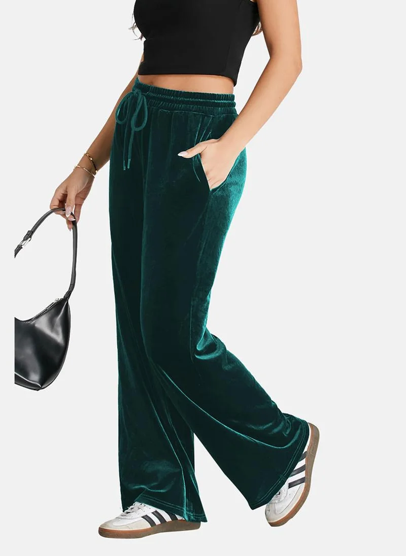 YUNIQEE Green Plain Casual Trousers