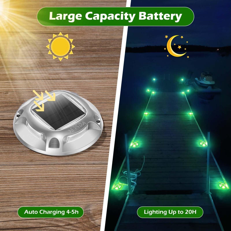 AGPTEK Solar Driveway Lights Outdoor 12 Pack, 2 Color Modes LED Deck Dock Marine Waterproof Security Marker Lights for Step Sidewalk Stair Garden Pathway Walkway Yard(Green/Red) - Image 5