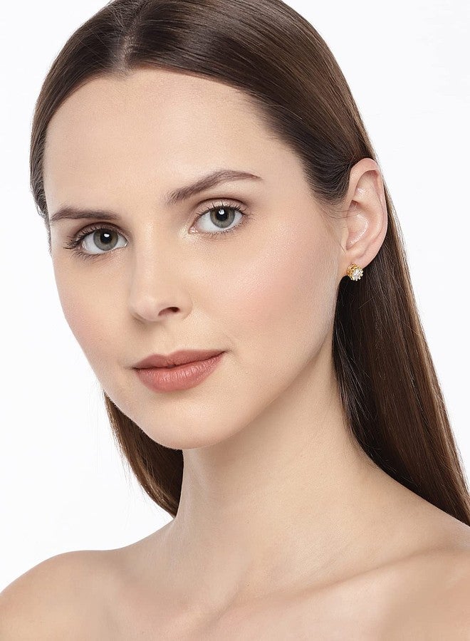 Fabula by OOMPH Jewellery Combo of 2 Crown Shape Cubic Zirconia Small Stud & Drop Earrings For Women & Girls - Image 5