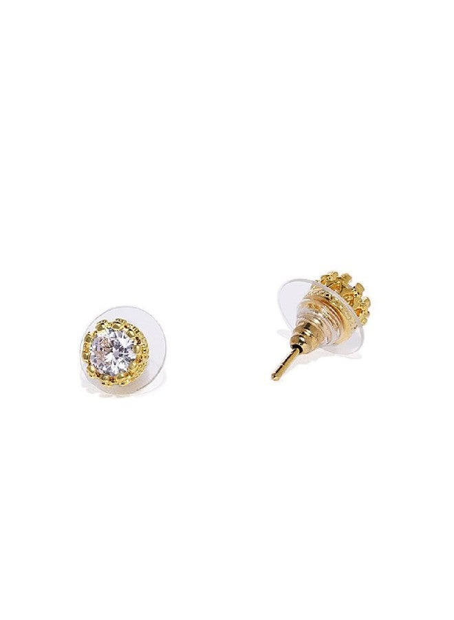 Fabula by OOMPH Jewellery Combo of 2 Crown Shape Cubic Zirconia Small Stud & Drop Earrings For Women & Girls - Image 3