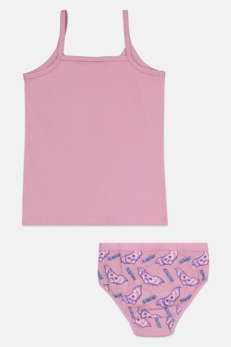Gremlins Kids Girl 2 Pieces Gizmo Tank Top And Brief Set, Mauve - Image 2