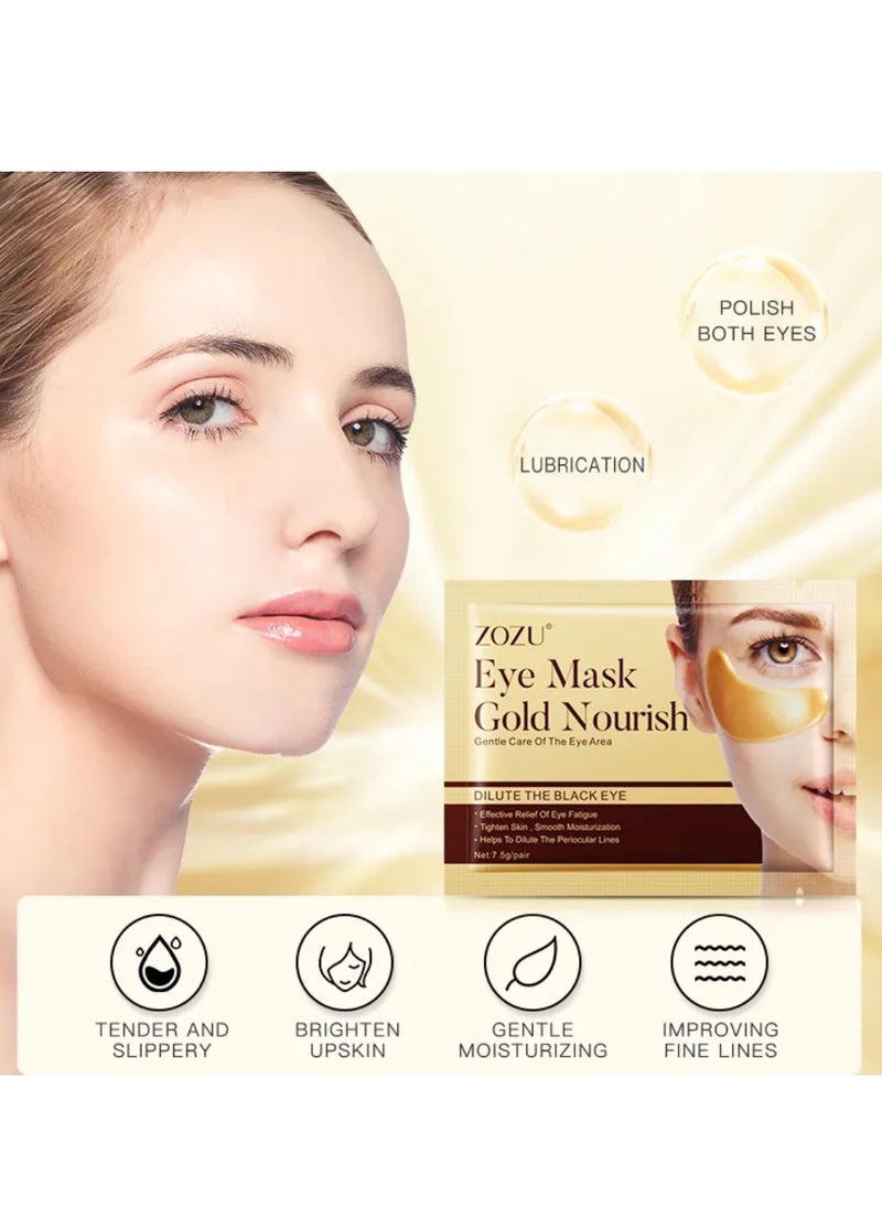 Zozu 10 Pcs Eye Mask Set Gold Nourish Gentle Care Of Eye Area Relieve Eye Fatigue Tighten Skin Moisturizing Hydrating Nourishing Fade Dark Circles Gold Eye Mask for Women and Men All Skin Types  - Image 4