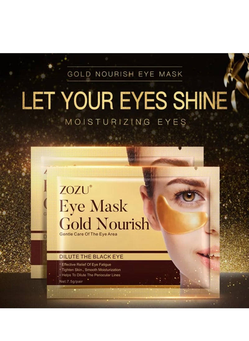 Zozu 10 Pcs Eye Mask Set Gold Nourish Gentle Care Of Eye Area Relieve Eye Fatigue Tighten Skin Moisturizing Hydrating Nourishing Fade Dark Circles Gold Eye Mask for Women and Men All Skin Types  - Image 3