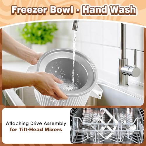 GLINK Ice Cream Maker Attachment for KitchenAid Stand Mixer, Compatible with KitchenAid 4.5/5QT/6QT accessories and attachments, 2 Quart for kitchenaid mixer attachments Frozen Yogurt/Gelato Maker - Image 5