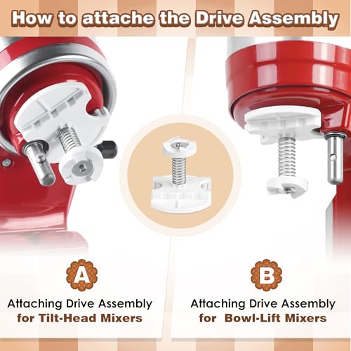 GLINK Ice Cream Maker Attachment for KitchenAid Stand Mixer, Compatible with KitchenAid 4.5/5QT/6QT accessories and attachments, 2 Quart for kitchenaid mixer attachments Frozen Yogurt/Gelato Maker - Image 3