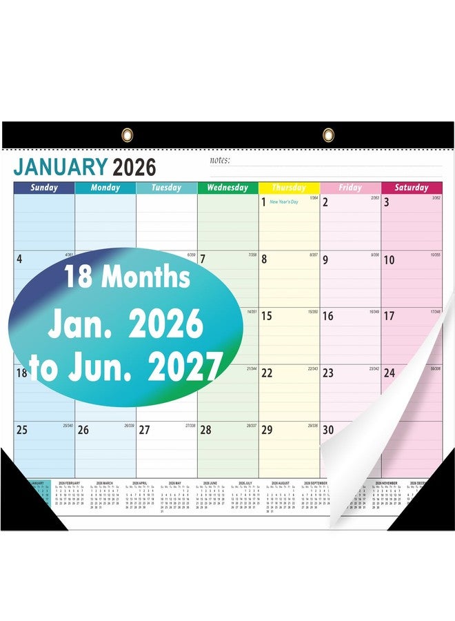 ZTX Desk Calendar 2026-2027 Calendar Desk Calendars 2026-2027-18 Month Planner Big 17"x12" Jan.2026-Jun.2027 Clear Plastic Cover for Home Office School Colorful - Image 1