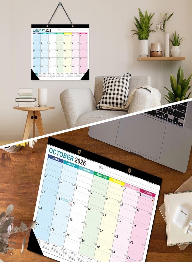 ZTX Desk Calendar 2026-2027 Calendar Desk Calendars 2026-2027-18 Month Planner Big 17"x12" Jan.2026-Jun.2027 Clear Plastic Cover for Home Office School Colorful - Image 2