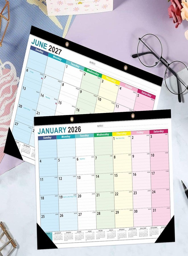 ZTX Desk Calendar 2026-2027 Calendar Desk Calendars 2026-2027-18 Month Planner Big 17"x12" Jan.2026-Jun.2027 Clear Plastic Cover for Home Office School Colorful - Image 5