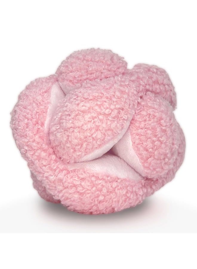 Glory To Dog Pink Snuffle Knot Interactive Dog Toy 4” Puzzle Ball with 8 Squeakers & Crinkle – Treat Hiding Enrichment Toy for Puppy & Small Breed Dogs – Durable Plush Sensory Play & Stimulation - Image 1