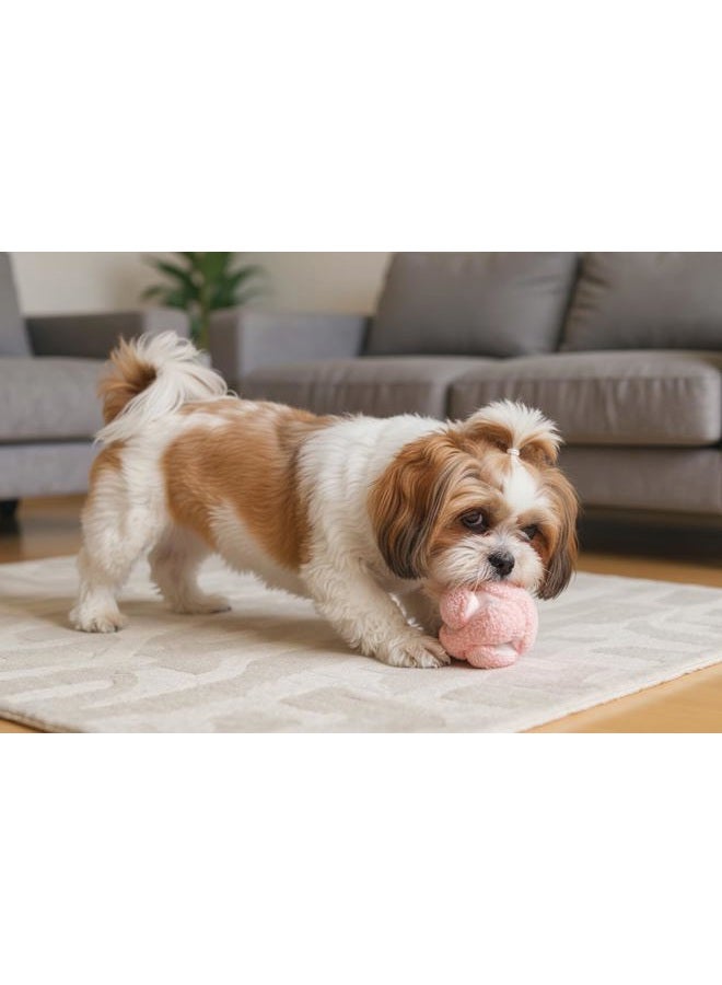 Glory To Dog Pink Snuffle Knot Interactive Dog Toy 4” Puzzle Ball with 8 Squeakers & Crinkle – Treat Hiding Enrichment Toy for Puppy & Small Breed Dogs – Durable Plush Sensory Play & Stimulation - Image 2