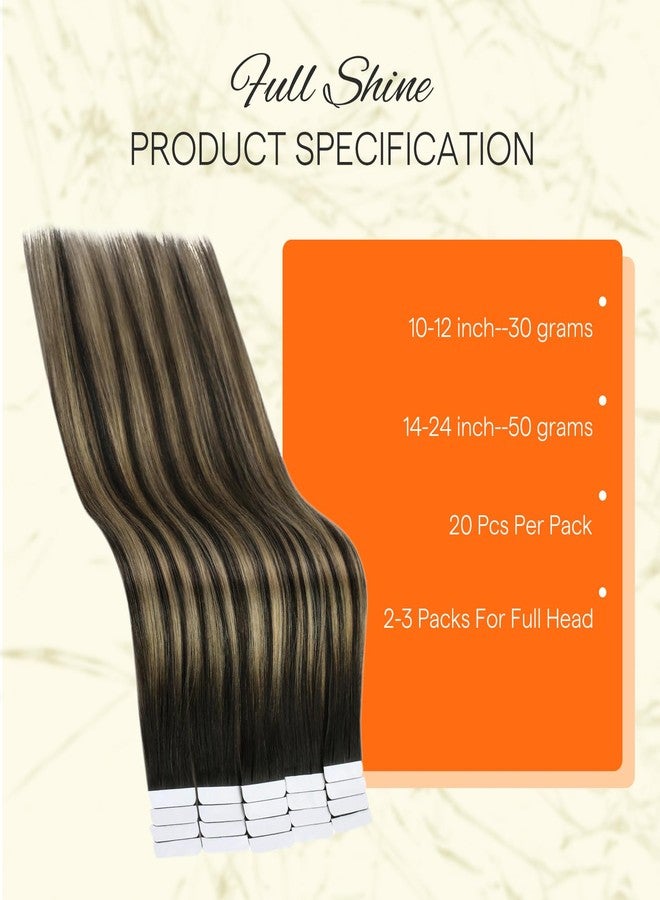 Fshine Full Shine Tape in Extensions Human Hair 20 Inch Color 1B/27/1B Black with Blonde Double Sided Human Hair Extensions Tape in 50g Seamless Tape ins Human Hair Extensions 20PCS for Wedding - Image 3