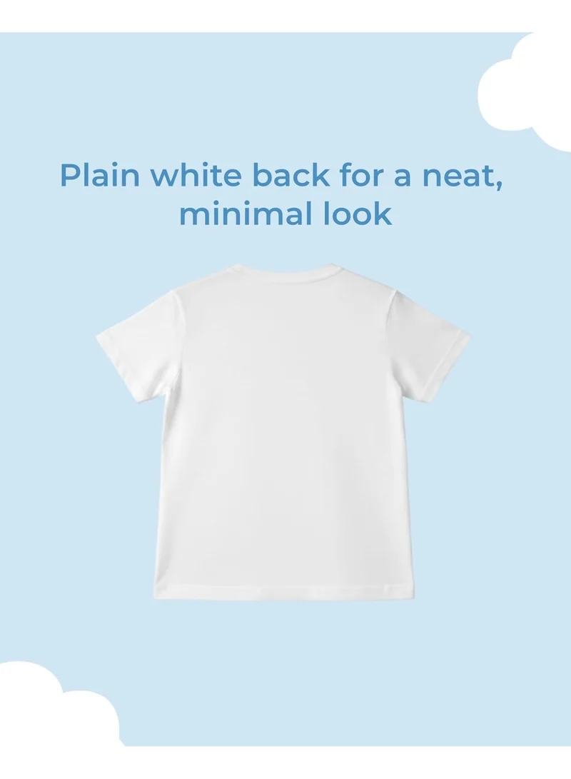 Luay White Boys 100% Cotton T-Shirt & Shorts Set | Summer Casual Outfit for Kids & Toddlers | Soft Breathable Fabric | Cartoon Car Print | Light Blue & Blue for Men | Best Price UAE