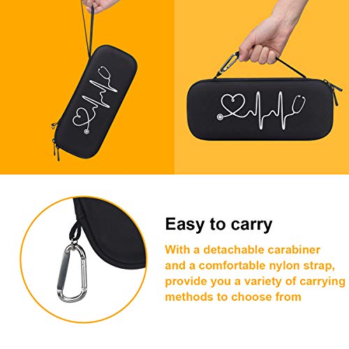 BOVKE Hard Stethoscope Case for 3M Littmann Classic III, Lightweight II S.E, Cardiology IV Diagnostic, MDF Acoustica Deluxe Stethoscopes - Extra Room for Taylor Percussion Hammer and Penlights, Black - Image 5