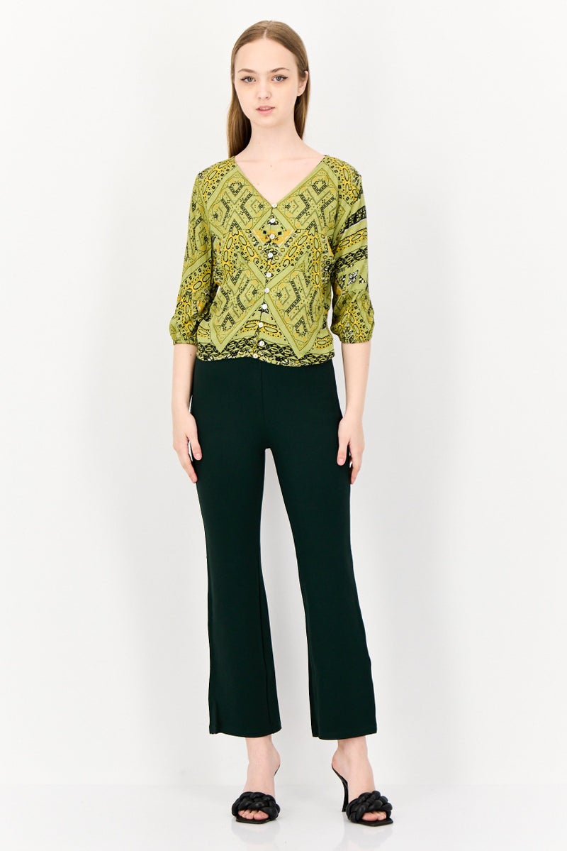 ONLY Women V Neck 3/4 Sleeves Graphic Print Blouse, Multicolor  - Image 4