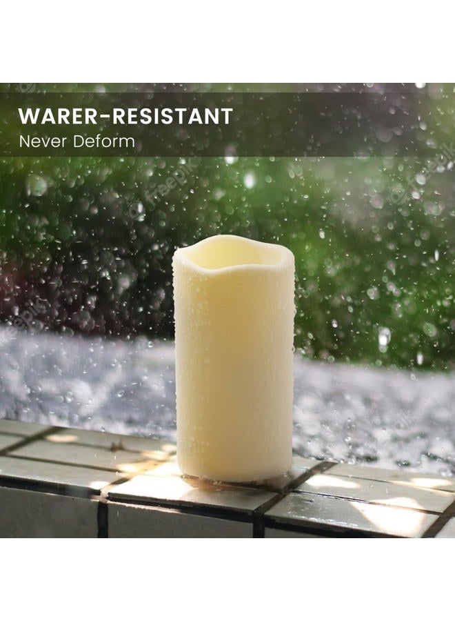 Hanzim Waterpoof Flameless Remote Control Candles 15PACK D3''*H5.5''Battery Operated Flickering LED Pillar Candle,plastic with 10-Key 24Hours Timer for Outdoor/Indoor Home Party Garden Lanterns Porch (Ivory) - Image 2