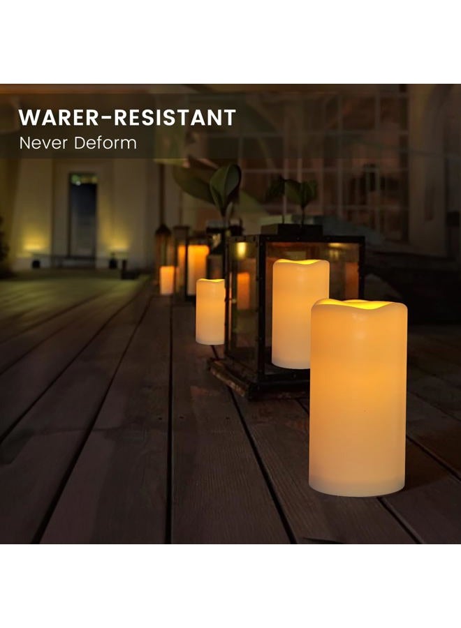 Hanzim Waterpoof Flameless Remote Control Candles 15PACK D3''*H5.5''Battery Operated Flickering LED Pillar Candle,plastic with 10-Key 24Hours Timer for Outdoor/Indoor Home Party Garden Lanterns Porch (Ivory) - Image 3