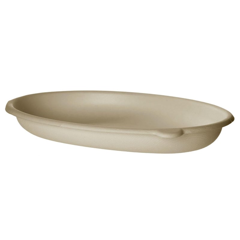 vegware Compostable 24oz Nourish Molded Fiber Oval Bowls, Case of 300, Disposable, Natural Reclaimed Fiber, No-Added PFAS, Tree-free, Suitable for Hot or Cold Food - Image 1