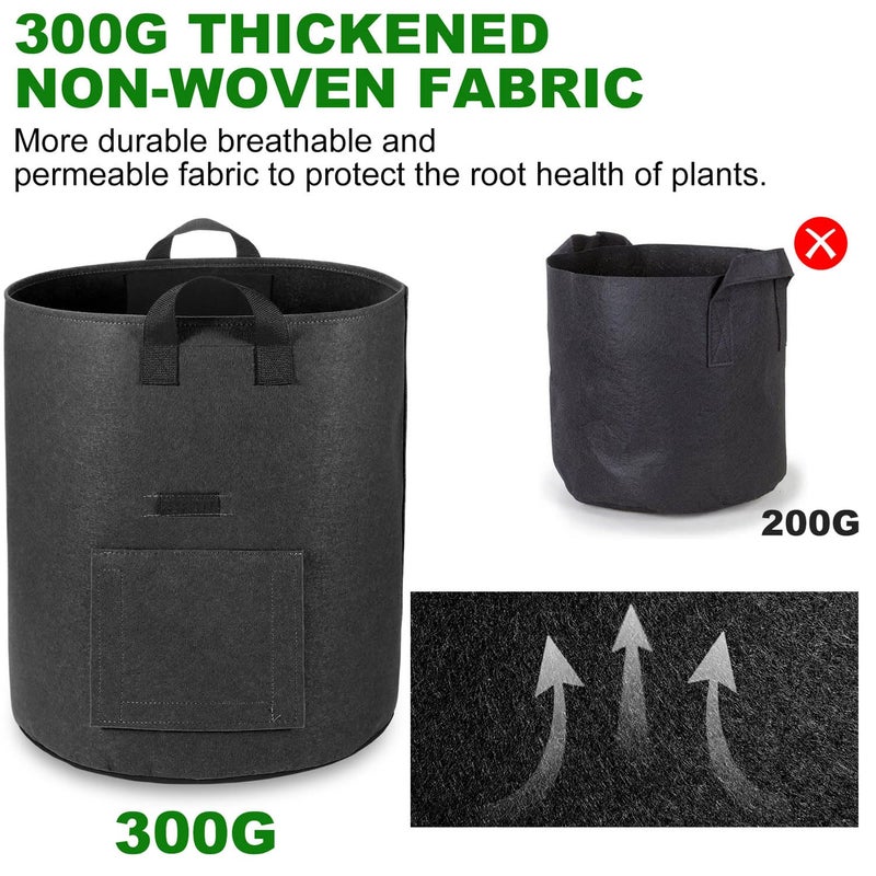 OPPOLIFE 4-Pack 10 Gallon Potato Grow Bags with Flap Window, Heavy Duty Aeration Fabric Pots with Handles for Garden and Planting(Black) - Image 5