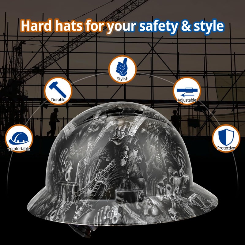 TOKISHI Full Brim Hard Hat - OSHA Safety Helmet Durable Lightweight Carbon Fiber Hard Hat, 6-Point Ratchet Suspension Protective Gear for Men and Women - Image 2