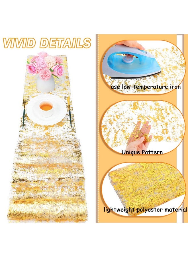 Tatuo 12 Pieces Gold Table Runner Metallic Thin Mesh Table Runner Roll 11 x 84 Inches Rectangle Glitter Runner for Wedding Baby Shower Birthday - Image 4