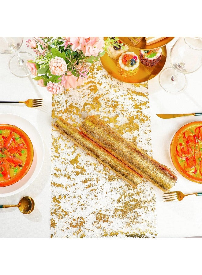 Tatuo 12 Pieces Gold Table Runner Metallic Thin Mesh Table Runner Roll 11 x 84 Inches Rectangle Glitter Runner for Wedding Baby Shower Birthday - Image 3