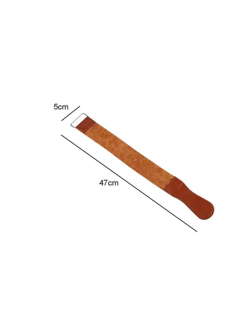 lasenersm 1 Piece Leather Razor Strop Straight Razor Strops Leather Strop Strap Leather Sharpening Strap Razor Shave Sharpener Sharpening Belt Barber Shop Accessories, Brown  - Image 2