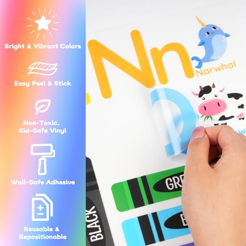 AOWDIAO Learning Wall Decals for Kids - Peel and Stick Alphabet, Numbers, Colors & Animals - Classroom, Nursery and Playroom Educational Decor - Image 5