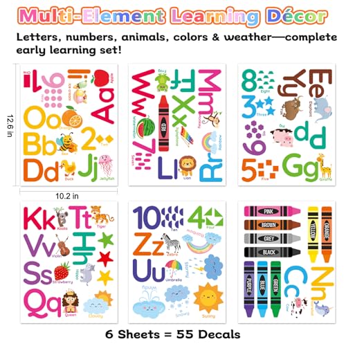 AOWDIAO Learning Wall Decals for Kids - Peel and Stick Alphabet, Numbers, Colors & Animals - Classroom, Nursery and Playroom Educational Decor - Image 4