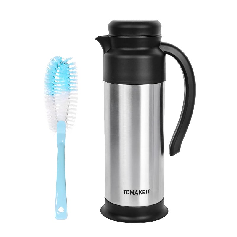  TOMAKEIT Creamer Pitcher for Coffee,1L/34 Oz Thermal Coffee Carafe,Stainless Steel Coffee Carafes for Keeping Hot and Cold,Double-Wall Design,12-Hour Hot & Cold,Leak-Proof, Portable for Travel,Camping,Office - Image 1