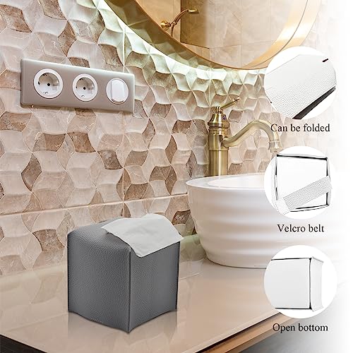 Bthenov Bathroom Accessory Set - 10 Piece Grey Bathroom Accessories Set with Trash Can, Toothbrush Holder and Cup, Soap Dispenser, Soap Dish, Toilet Brush Holder, Vanity Tray, Qtip Holder, Tissue Box Cover - Image 4
