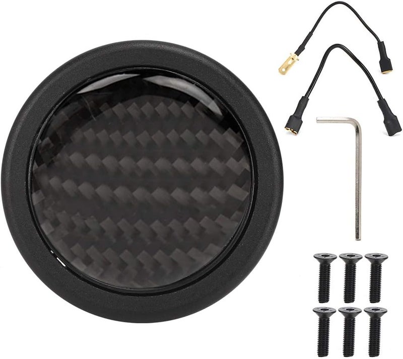 KIMISS Carbon Fiber Steering Wheel Horn Push Button Kit for 6 Bolts - Image 1