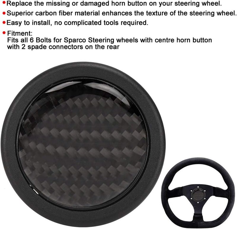 KIMISS Carbon Fiber Steering Wheel Horn Push Button Kit for 6 Bolts - Image 2