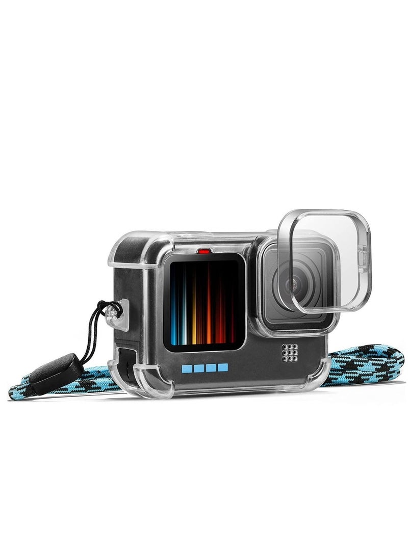 Transparent TPU Cage Frame Housing Protective Case Compatible with Gopro Hero 11/10/9 Action Camera/Anti-drop Shockproof Quad Airbag Bezel Case w/Lens Cover Lanyard - Image 1