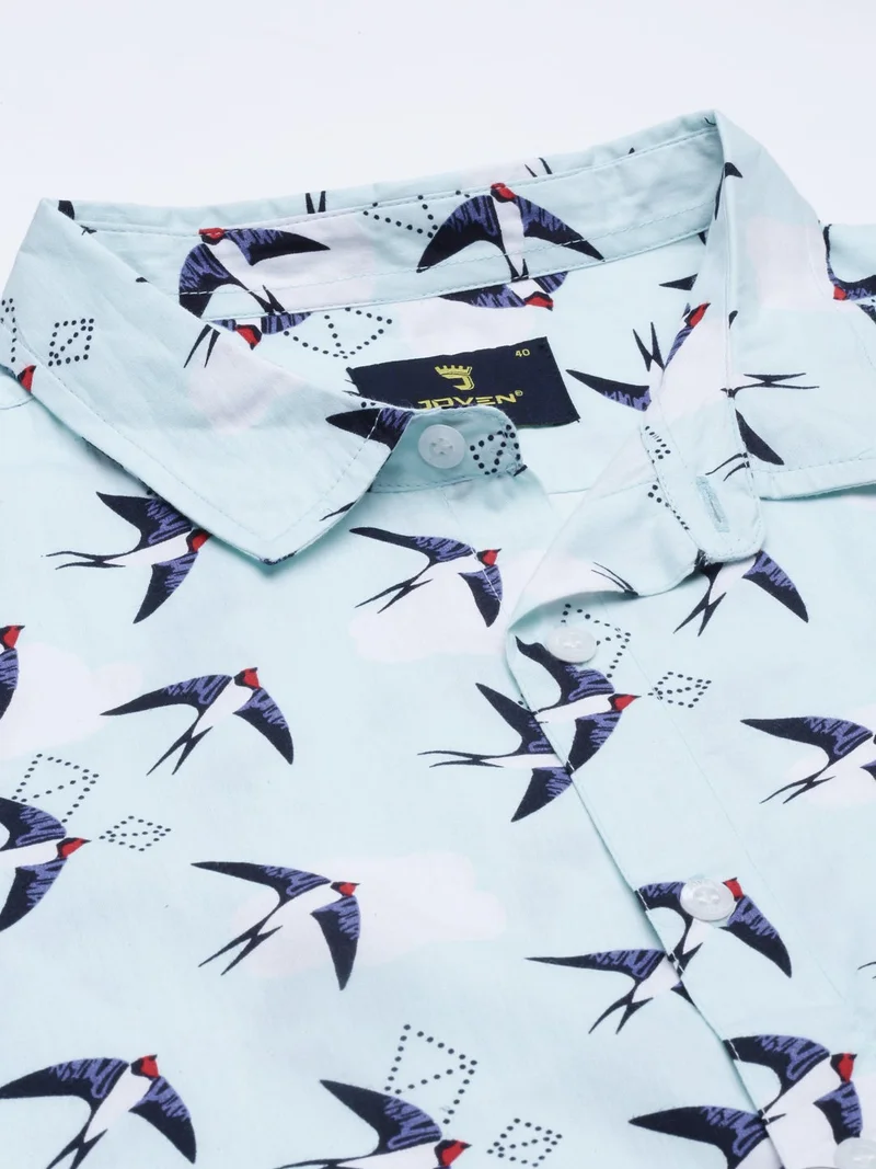 Joven  Light Blue Printed Casual Shirt for Men for Men | Best Price UAE