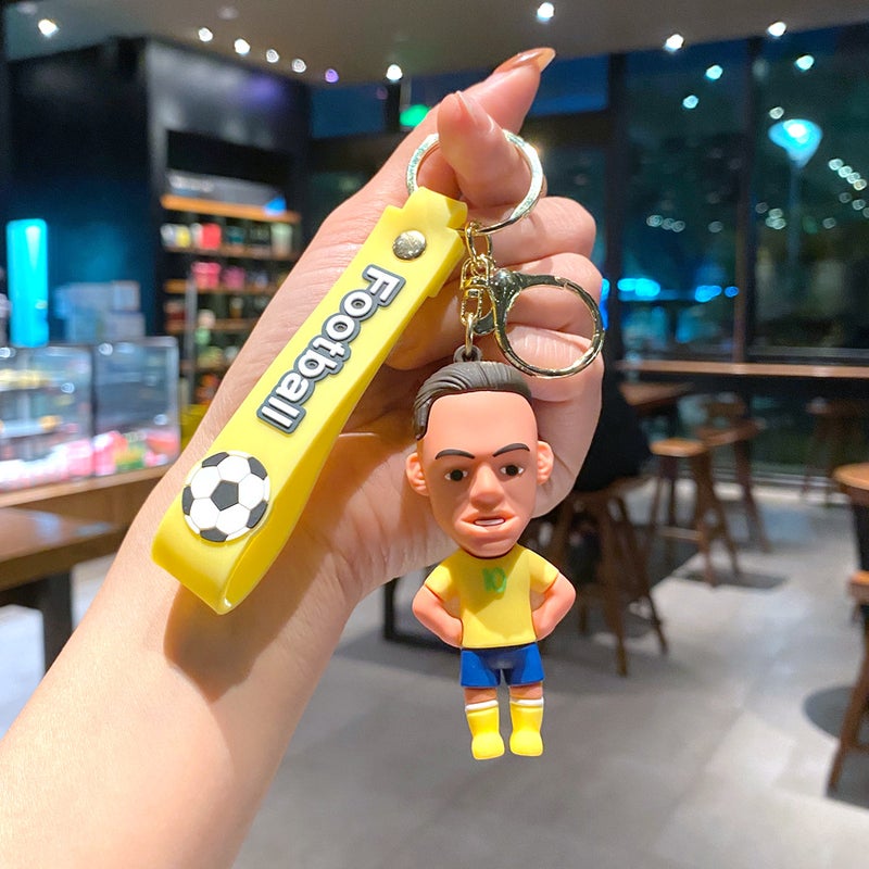 PVC Soft Keychain with Cristiano Ronaldo & Lionel Messi Cartoon Charms - Fun Gift for Football Fans