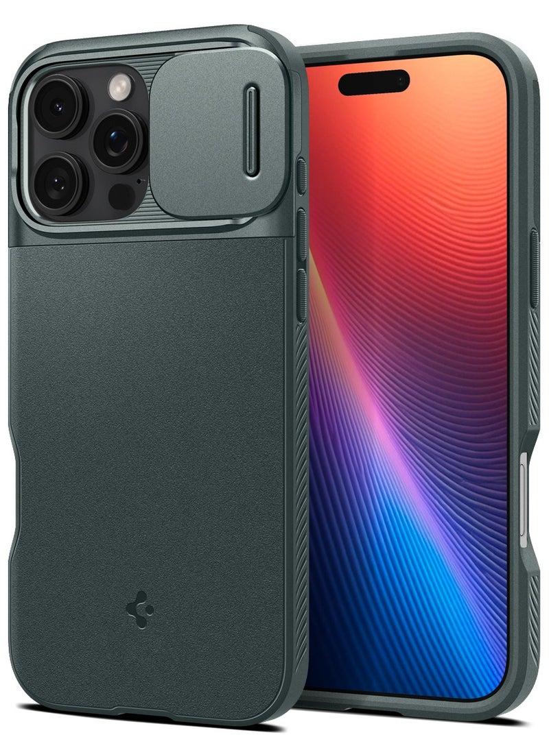 Spigen غطاء هاتف آيفون 16 برو من أوبتيك أرمور ماج فيت (2024) مع ماغ سيف - أخضر عميق