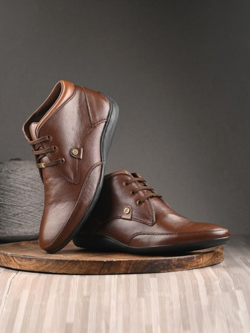 egoss Leather Boots for Men | Genuine Leather | Comfortable & Stylish | Ideal for Office, Casual, Travel & Daily Commute – G-549 | Brown,9 - Image 2