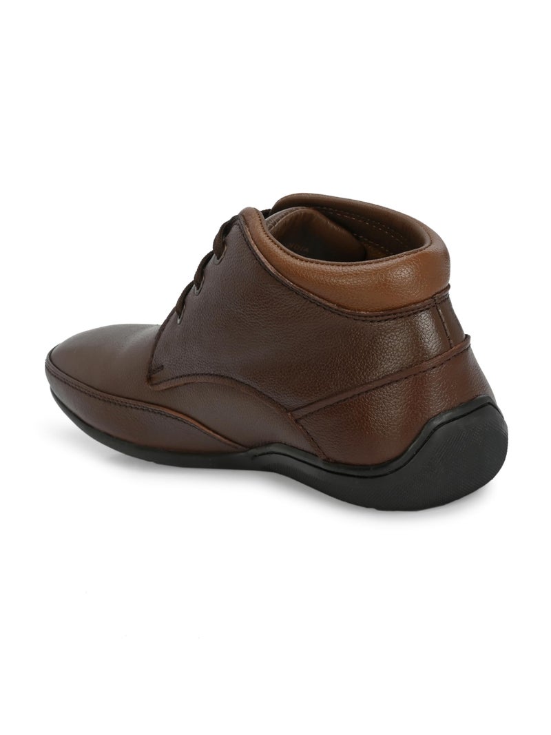 egoss Leather Boots for Men | Genuine Leather | Comfortable & Stylish | Ideal for Office, Casual, Travel & Daily Commute – G-549 | Brown,9 - Image 3