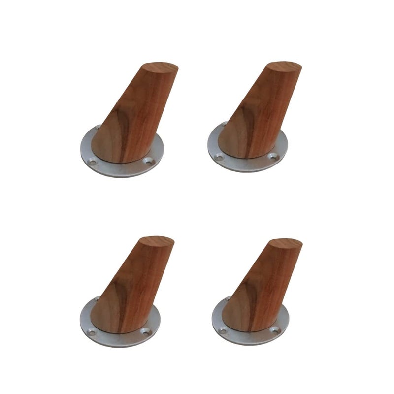 Generic Schola Luxury Natural Wooden Sofa Leg Furniture Leg Sofa Chair Medium 3 Inch Height Cone Shape Set of 4 with Mounting Metal Plate  - Image 1