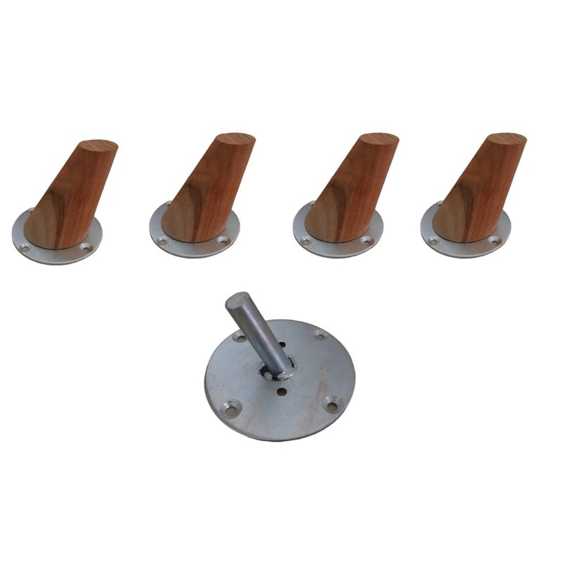 Generic Schola Luxury Natural Wooden Sofa Leg Furniture Leg Sofa Chair Medium 3 Inch Height Cone Shape Set of 4 with Mounting Metal Plate  - Image 2
