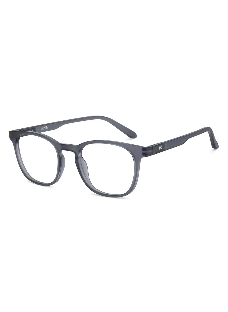 Lenskart Hustlr LENSKART BLU Hustlr | Peyush Bansal Glasses For Eye Protection From Digital Screens | Computer Glasses with Blue Cut & UV Protection | Lightweight Specs With Zero Power | Medium | Grey