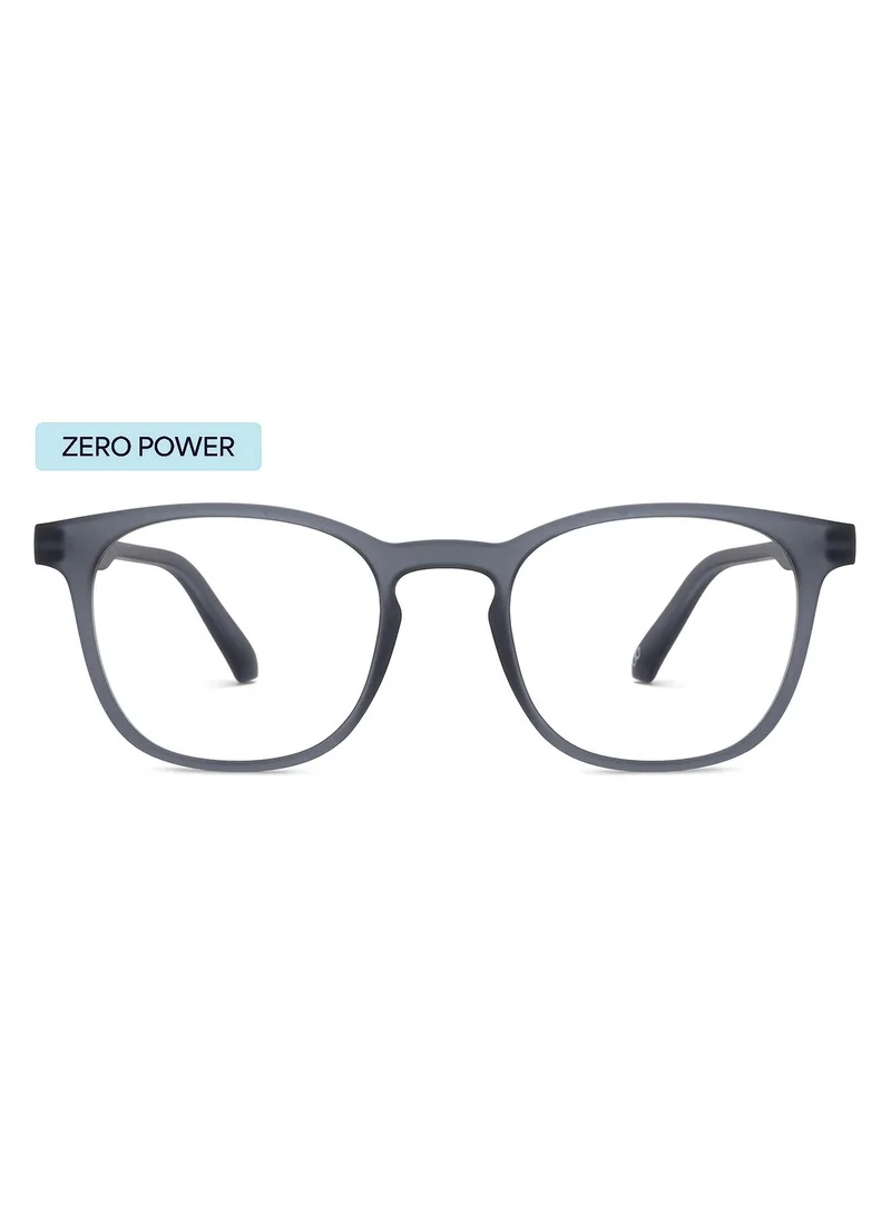 Lenskart Hustlr LENSKART BLU Hustlr | Peyush Bansal Glasses For Eye Protection From Digital Screens | Computer Glasses with Blue Cut & UV Protection | Lightweight Specs With Zero Power | Medium | Grey