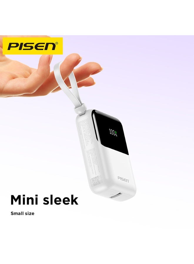 بايزن باور بانك بيسن ساني 10000 مللي أمبير، شحن سريع 22.5 واط، مزود بكابل Type-C و Lightning مدمجين، شاشة عرض، يدعم PD/QC/FCP/AFC/SCP – - - Image 1