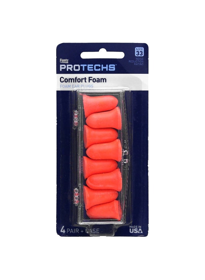 Flents, Protechs, Comfort Foam, Foam Ear Plugs, 4 Pairs + Case (Packaging may vary) - Image 1