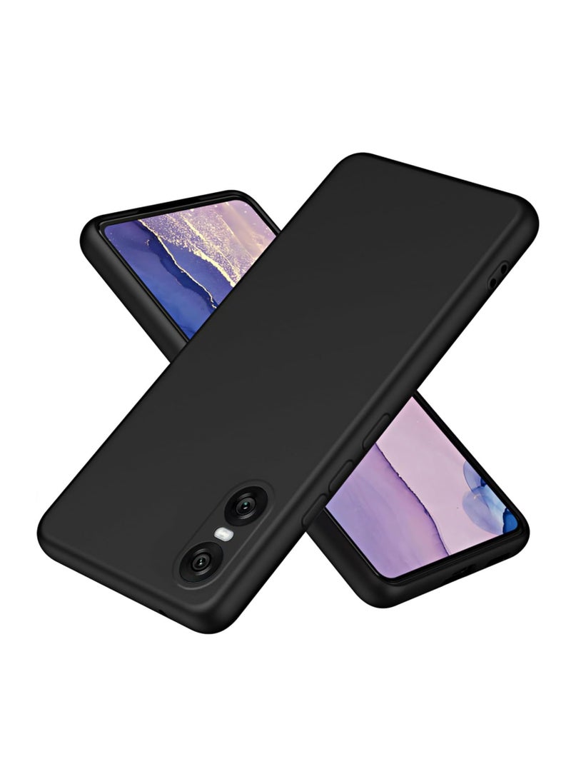 Muzz Sony Xperia 10 VI Case Thin TPU Cover with Camera Protection Anti-Scratch Slim Soft TPU Silicone Matte Shockproof Bumper Phone Case for Sony Xperia 10 VI 5G 2024 Black